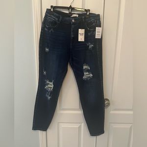 Encore Jeans High Rise Distressed Skinny Jeans.
